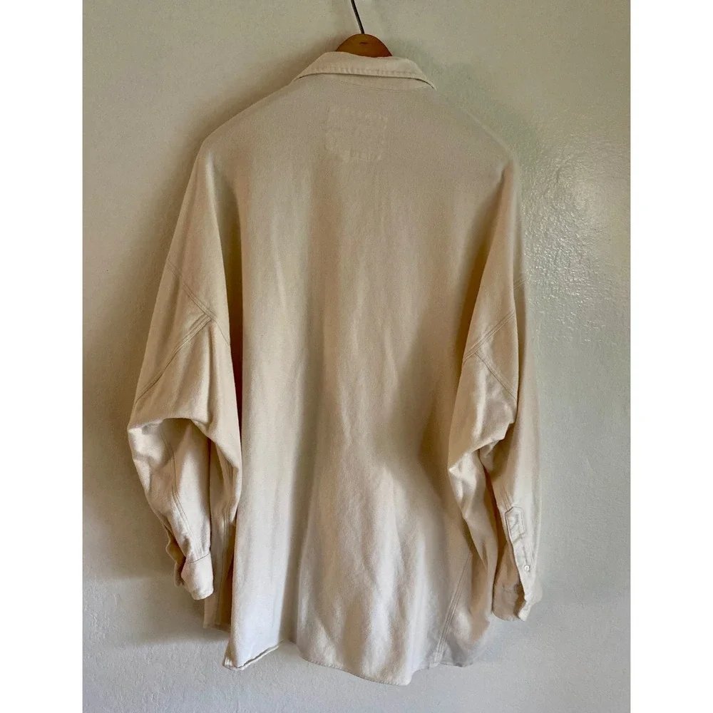 Frank & Eileen McLoughlin Oversized Vintage White Flannel Shirt Jacket M L - Picture 6 of 12